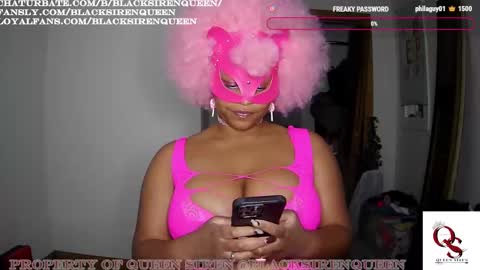 Snapshot of blacksirenqueen chatting on September 23, 7:11 am Queen Siren online show from September 23, 7:11 am