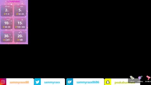 Snapshot of sammyraxx chatting on December 20, 8:01 pm Sammy Raxx online show from December 20, 8:01 pm